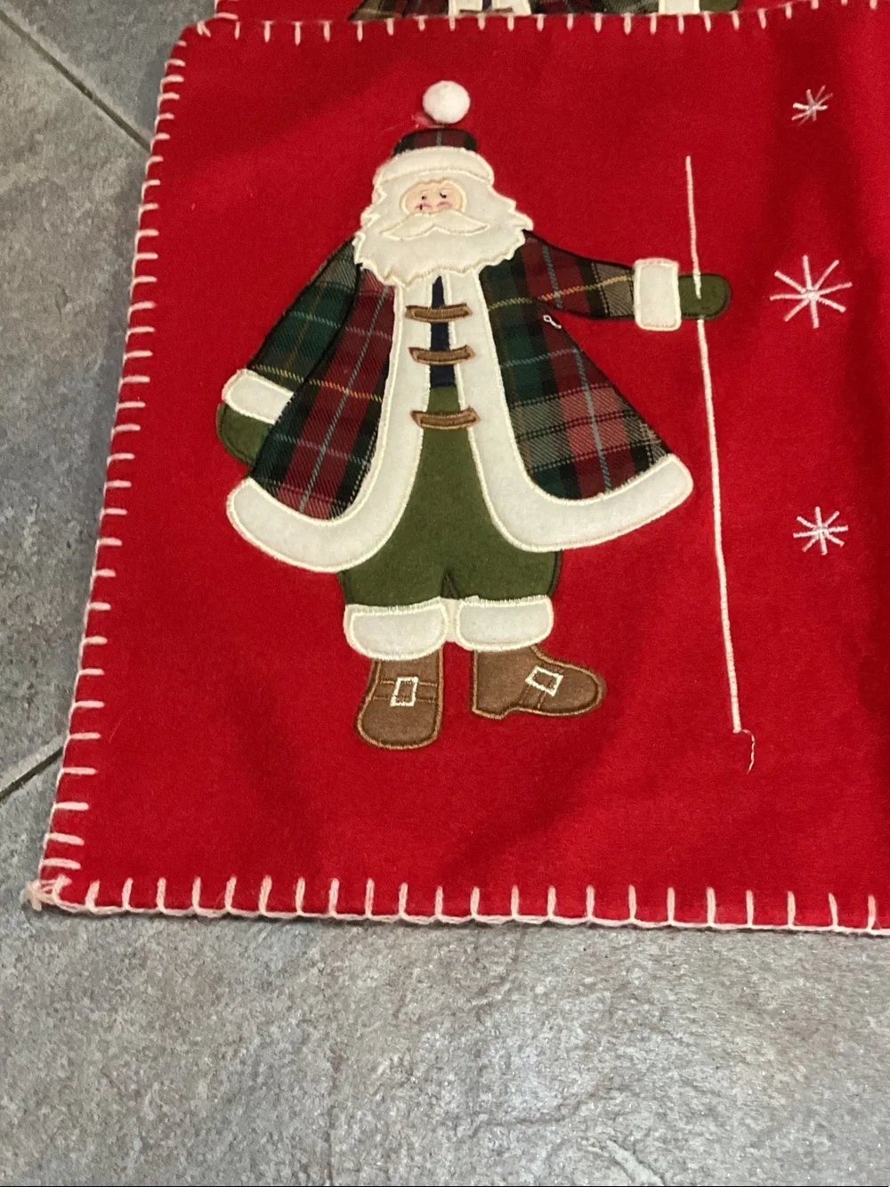 Red Santa Holiday placemats with Plaid Coat set of 4